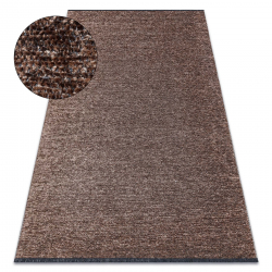 Carpet FLORENCE 24021 One-colour, glamour, flat woven, fringes - brown 
