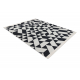 Carpet TWIN 22992 geometric, cotton, double-sided, Ecological fringes - black / cream