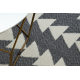 Koberec TWIN 22994 geometrická, trojuholníky bavlnený, obojstranný, Ekologické strapce - antracit / krémový