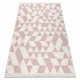 Koberec TWIN 22992 geometrická, bavlnený, obojstranný, Ekologické strapce - ružová / krémový