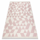 Tappeto TWIN 22992 geometrica, cotone, bifacciale, Frange ecologiche - rosa / crema