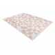 Alfombra TWIN 22992 geométrica, algodón, doble cara, Flecos ecológicos - rosado / crema