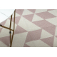 Koberec TWIN 22992 geometrická, bavlna, oboustranný, Ekologické třásně - růžový / krémová