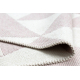 Koberec TWIN 22992 geometrická, bavlna, oboustranný, Ekologické třásně - růžový / krémová