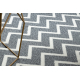 Carpet TWIN 23002 ZigZag, cotton, double-sided, Ecological fringes - anthracite / cream