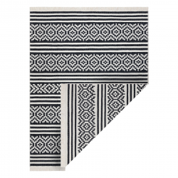 Tapijt TWIN 22996 geometrisk, striper bomull, dobbeltsidig, Økologiske frakker - svart / krem