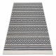 Carpet TWIN 22996 geometric, stripes cotton, double-sided, Ecological fringes - black / cream