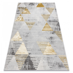 Килим LIRA E1627 Трикутники Геометричні, структурний, сучасний, гламур - сірий / золотий