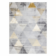 Килим LIRA E1627 триъгълници геометричен, структурен, модерен, блясък - сиво / златно