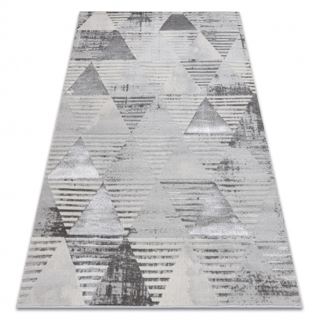 Килим LIRA E1627 триъгълници геометричен, структурен, модерен, блясък - сиво