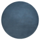 Sodobna pralna preproga POSH ratas krog shaggy, plišasta, debela protidrsna, modra barva