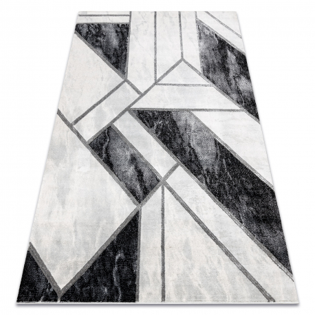 Exklusiv EMERALD Teppich 81953 glamour, stilvoll Marmor, geometrisch schwarz / silber 