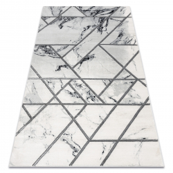 Kizárólagos EMERALD szőnyeg 0085 glamour, elegáns márvány, geometriai fehér / ezüst 