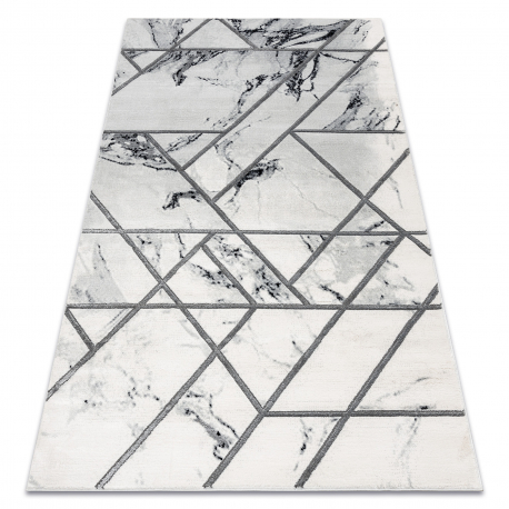 Tæppe EMERALD eksklusiv 0085 glamour, stilfuld marmor, geometrisk hvid / sølv 