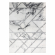 изключителен EMERALD килим 0085 блясък, мрамор, геометричен бял / сребърен 