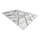 Matto EMERALD yksinomainen 0085 glamouria, tyylikäs marmori, geometrinen valkoinen / hopea 