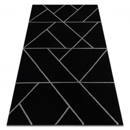 Matto EMERALD yksinomainen 7543 glamouria, tyylikäs geometrinen musta / hopea 