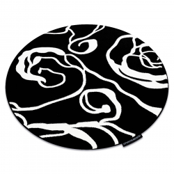 Teppich HAMPTON Rosa Kreis Rose, Blumen schwarz
