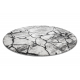 модерен килим COZY 8873 кръг Cracks, напукан бетон structural две нива на руно тъмно сив