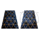 Koberec EMERALD exkluzívne 1020 glamour, štýlový mramor, trojuholníky tmavomodrý / zlato