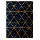 Kilimas EMERALD išskirtinis 1020 glamour, stilingas marmuras, trikampiai tamsiai mėlyna / auksas