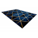 Tapis EMERALD exclusif 1020 glamour, élégant marbre, triangles bleu foncé / or