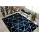 Kilimas EMERALD išskirtinis 1020 glamour, stilingas marmuras, trikampiai tamsiai mėlyna / auksas