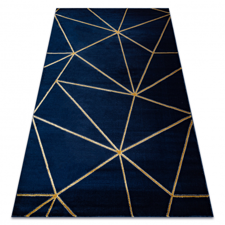 Alfombra EMERALD exclusivo 1013 glamour, elegante geométrico azul oscuro / oro