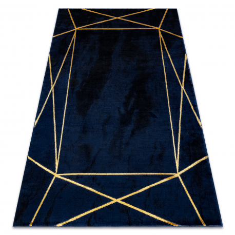 Tapijt EMERALD exclusief 1022 glamour, stijlvol geometrisch marineblauw / goud