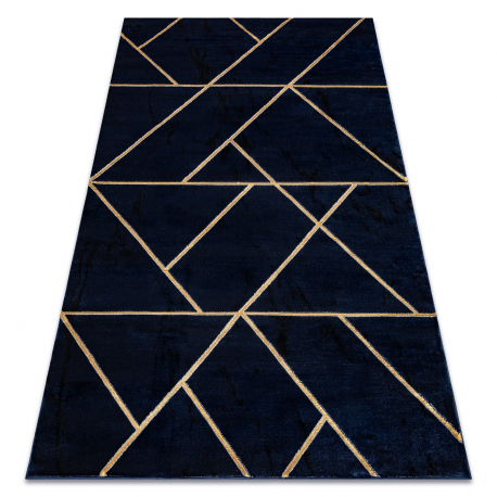 Exclusive EMERALD Carpet 1012 glamour, stylish geometric navy / gold