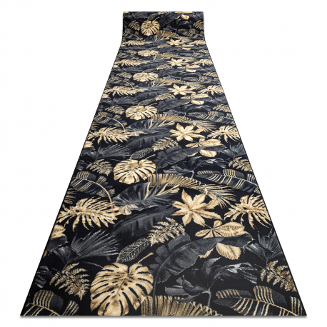 Runner anti-slip MONSTERA Leaves, gum gold 80 cm