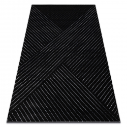 изключителен EMERALD килим A0084 блясък, линии, геометричен черен / сребърен 