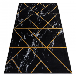 изключителен EMERALD килим 2000 блясък, геометричен, мрамор черен / злато