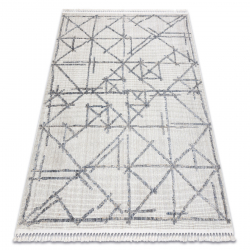 DISTIN 0123A rosa / polvo / blanca alfombra, Alfombra de pasillo moderna - Abstracción, vintage, flecos