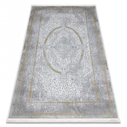 DISTIN 0834A navy blue / blue / yellow / terracotta modern carpet, runner - Ornament, vintage, fringes