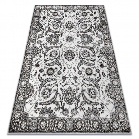 Carpet MATEO 8037/644 Classic frame, flowers - structural grey