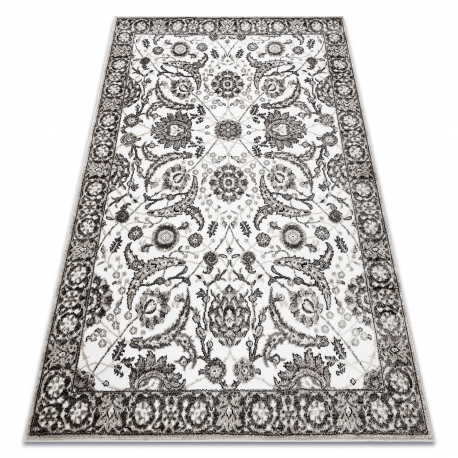 Tapis MATEO 8037/944 Classique cadre, fleurs - structurel gris / beige 