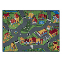 REBEL ROADS TAPIJT Village life 90 Platteland, antislip voor kinderen - grijs