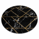 Matto EMERALD yksinomainen 2000 pyöreä - glamouria, tyylikäs marmori, geometrinen musta / kulta-