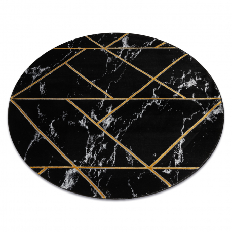 Exclusive EMERALD Carpet 2000 circle - glamour, stylish marble, geometric black / gold