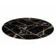 Ексклузивно EMERALD Тепих 2000 круг - гламур, стилски мермер, геометријски црн / злато