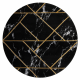 Koberec kulatý EMERALD výhradní 2000 glamour, stylový mramor, geometrický černý / zlato