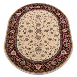 Wool carpet OMEGA oval ARIES flowers light ruby