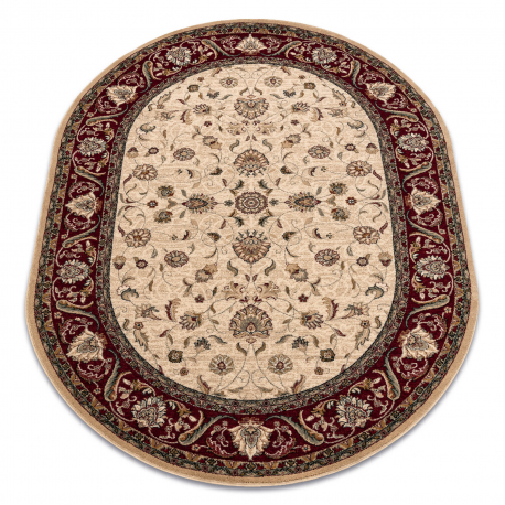 Vilnonis kilimas OMEGA ovalus ARIES gėlės ryškus rubinas