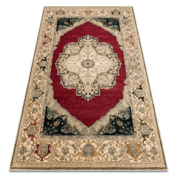 Wool carpet POLONIA Palazzo velvet rosette red
