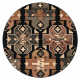 Vlnený okrúhly koberec SUPERIOR DIAS etnický tmavomodrý