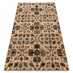 Wool carpet OMEGA AMALFI flowers sepia