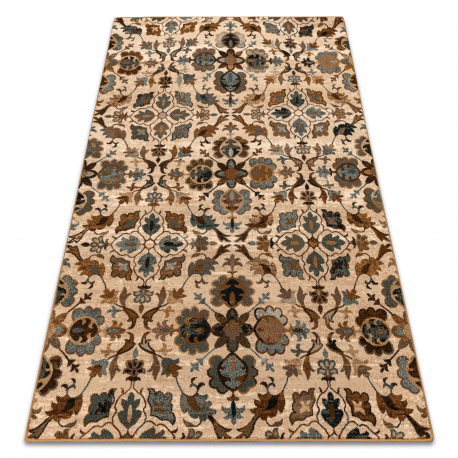 Wool carpet OMEGA AMALFI flowers sepia