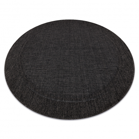 Okrúhly koberec TIMO 5000 SISAL vonkajšie rám čierna