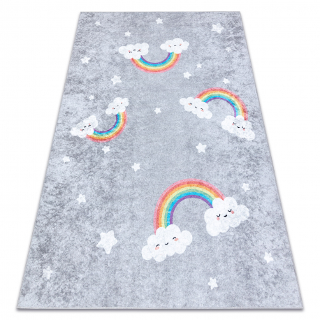 JUNIOR 52063.801 washing carpet Rainbow, clouds for children anti-slip - grey
